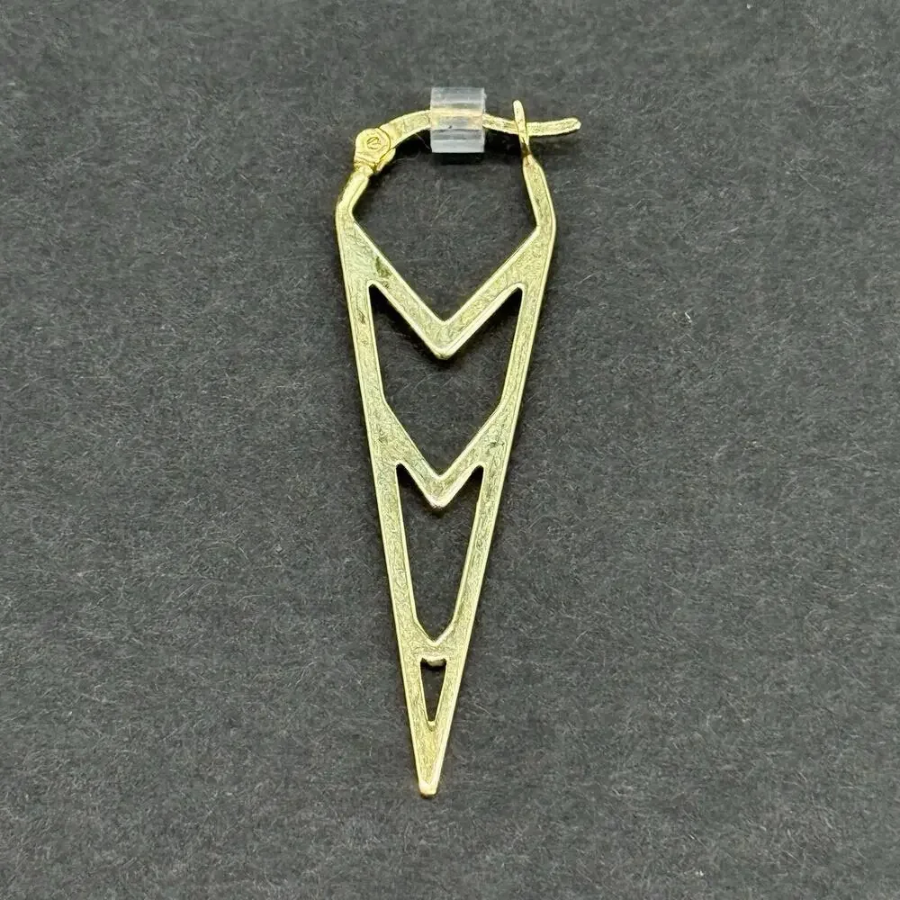 18K Gold Vermeil 925 Sterling Silver Geometric Chevron Spike Dagger Hoop Earring